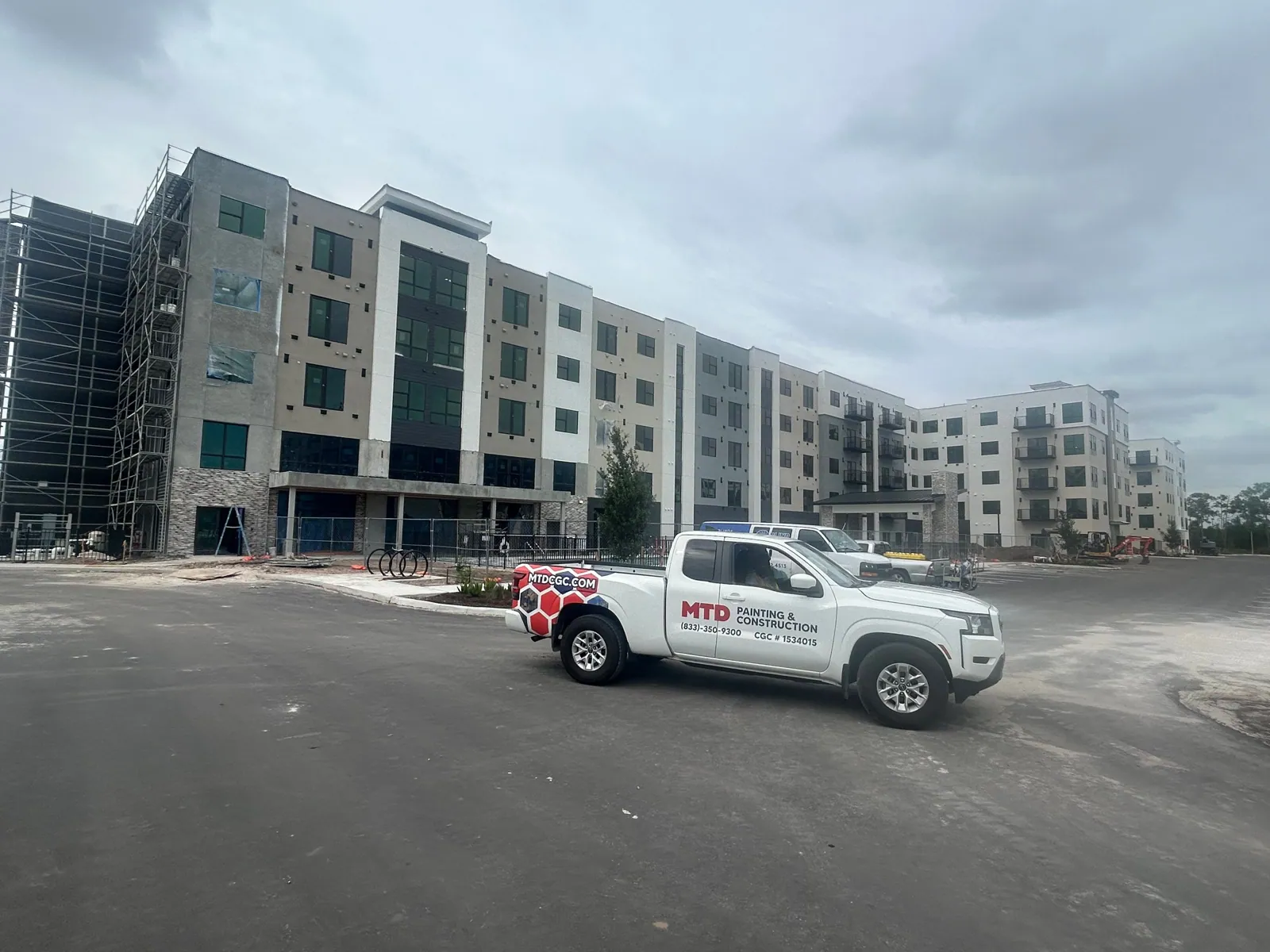 Moorings Park Grand Lake building with MTD truck