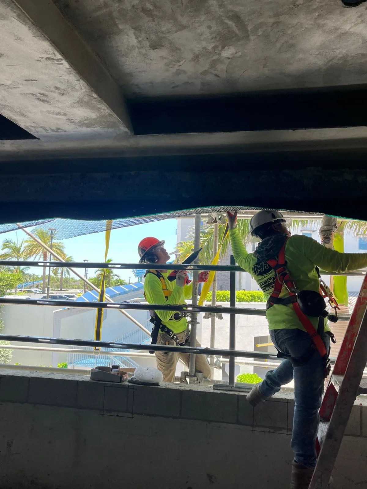 MTD crew installing exterior work at Moorings Park Grand Lake