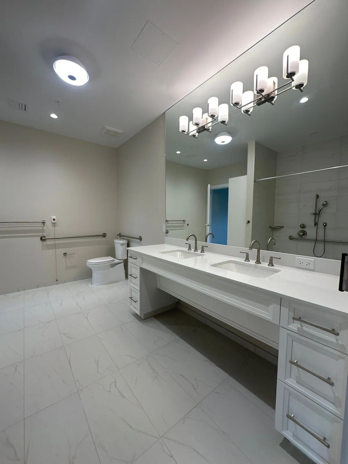 Finished accessible bathroom at Moorings Park Grand Lake