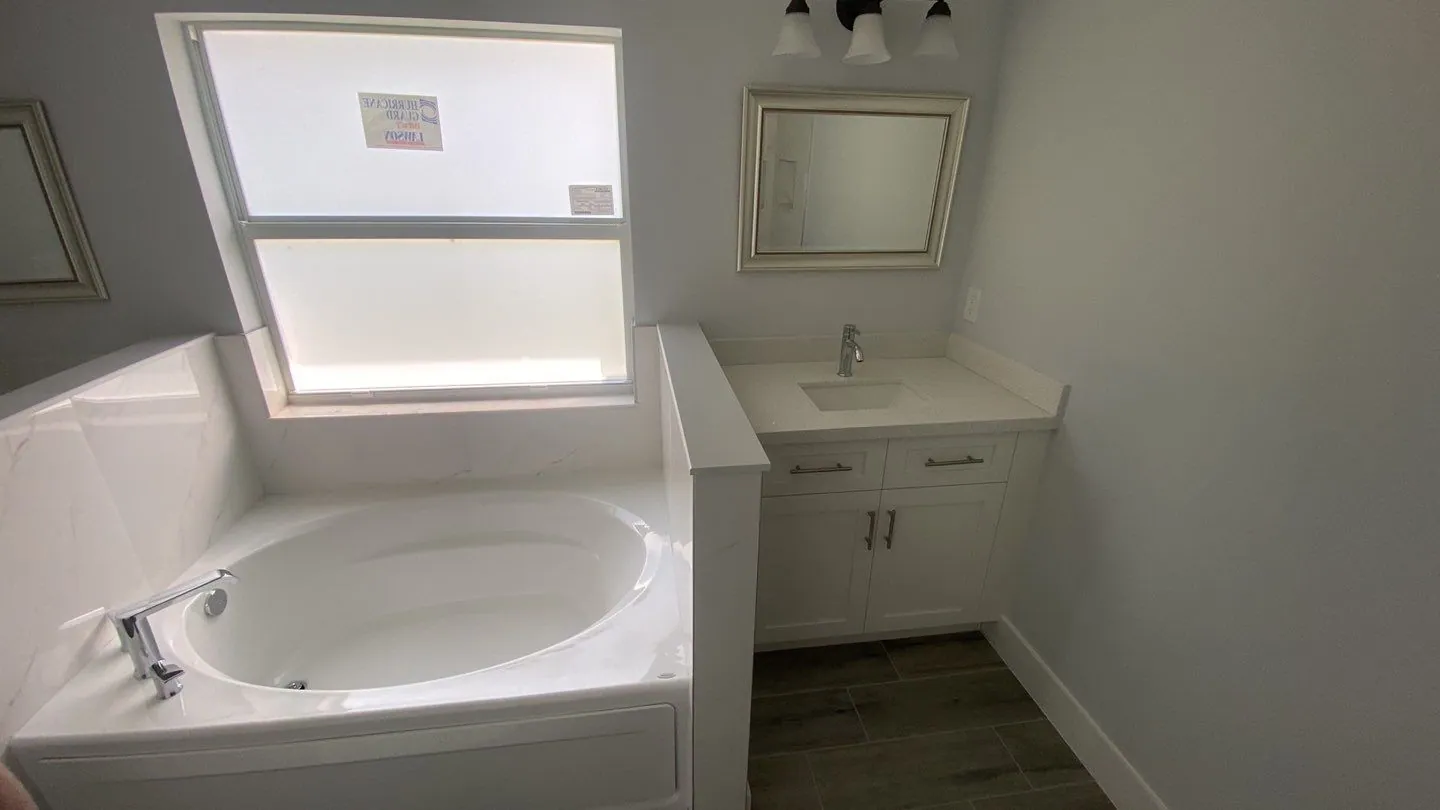 Primary bathroom in the Bradbury home