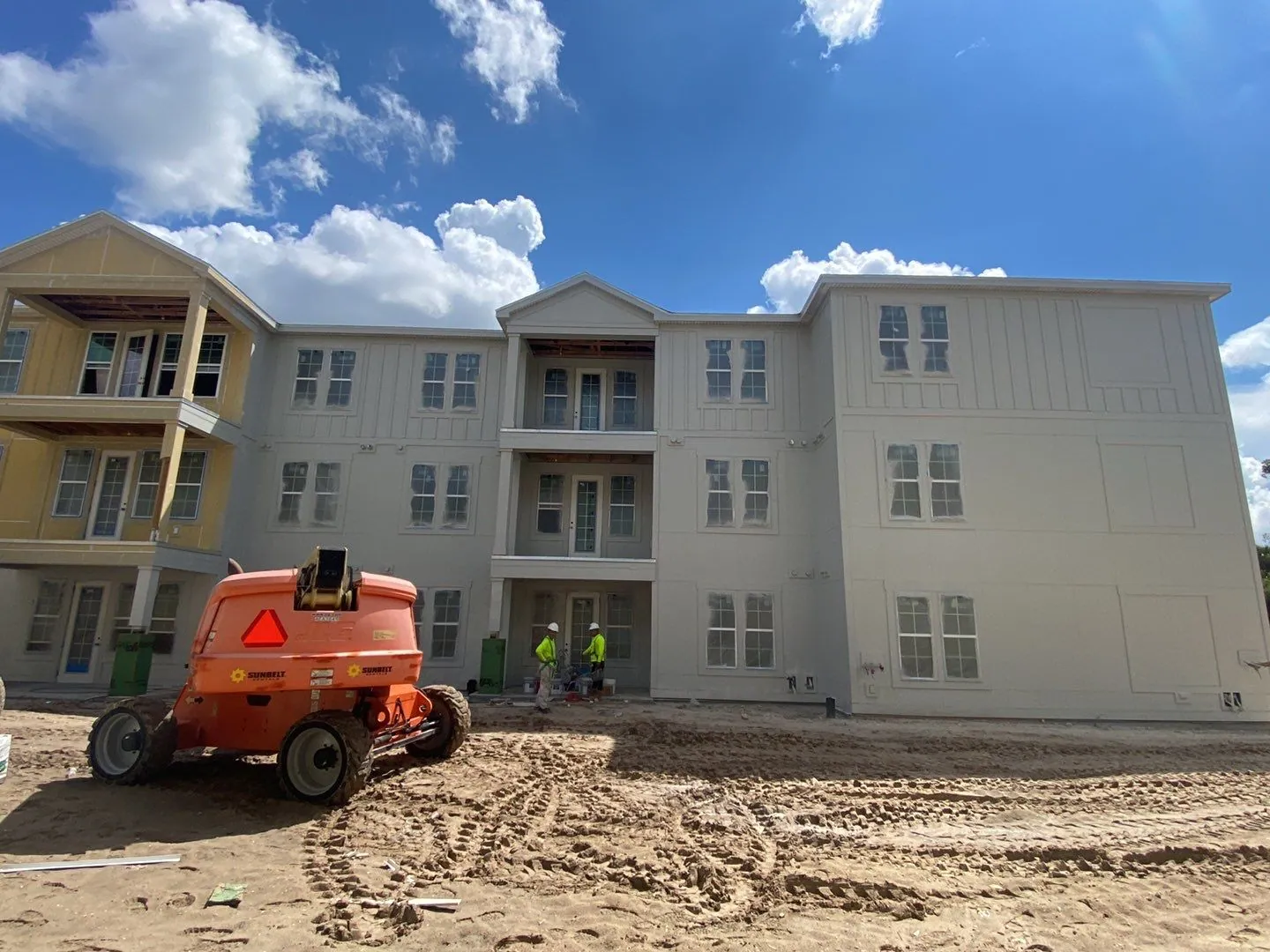 Springs building with lift during exterior work
